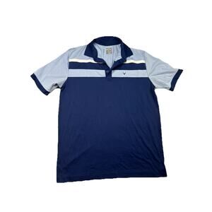 Callaway Polo Shirt Mens Medium 70's Blue Golf Golfing Stretch Outdoors Opti Dri